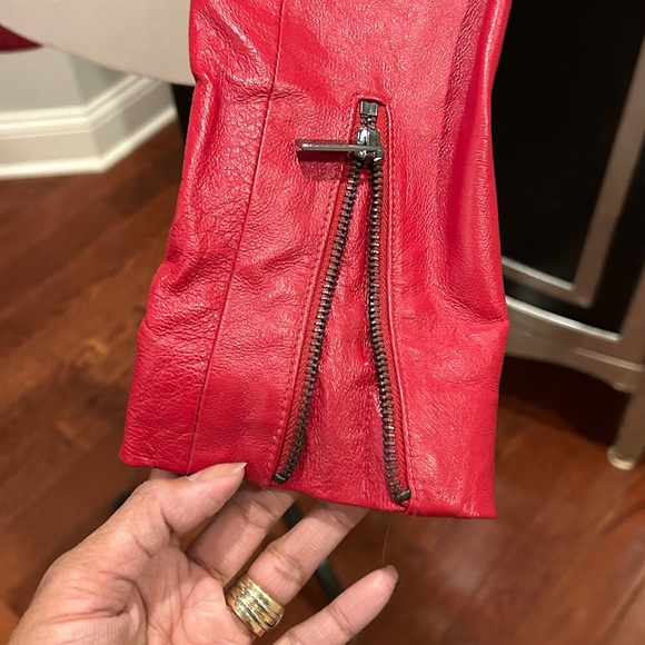 bebe  Y2K Vibrant Red Leather Jacket - Picture 7 of 9
